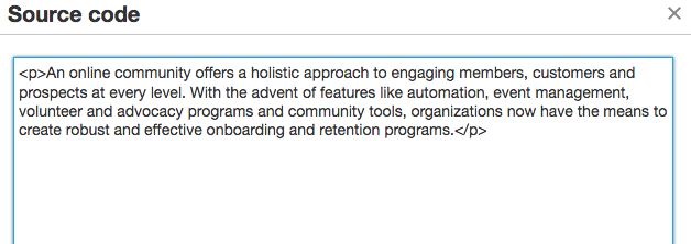 An example session description in its entry field, showing the use of HTML tags