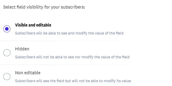 field options email marketing list