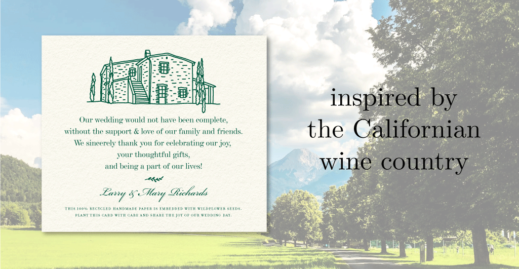 wine country wedding favor cards