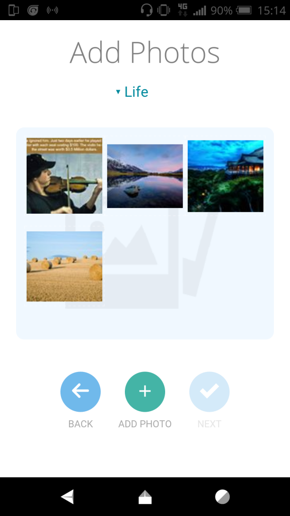 Step 2 card where the customer chooses photos