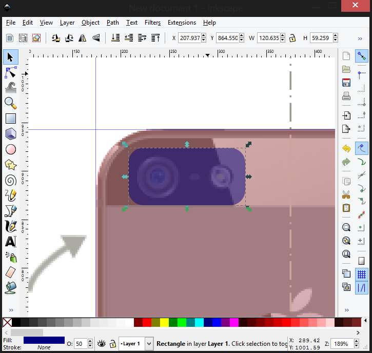 Second smaller rounded rectangle covering the camera and flash area