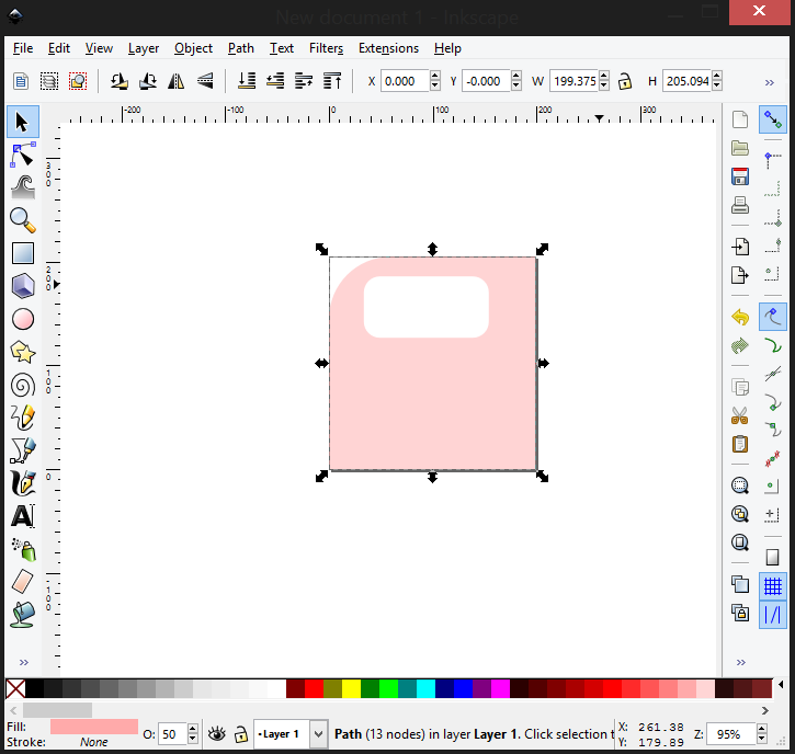 Top-left shape pasted into a new Inkscape page resized to fit the drawing