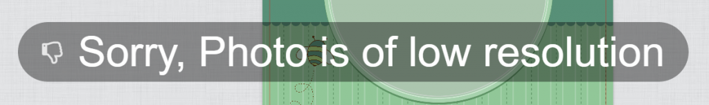Low resolution notification shown on a clickable mask image