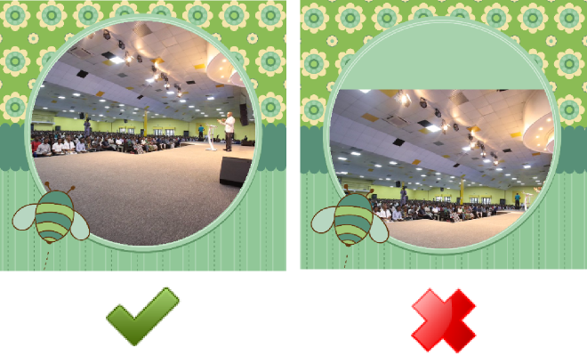 A photo constrained inside a mask shape so no gaps are left uncovered