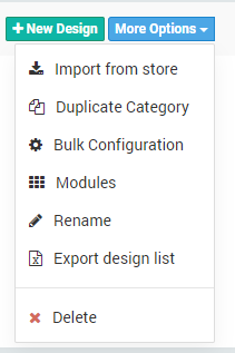 More Options menu listing the actions available for a whole category