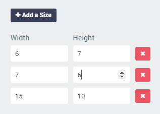 Add a Size button used to add print sizes to the module