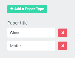 Add a Paper Type button used to add the papers you print on
