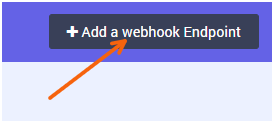 PitchPrint Webhooks page with the Add a webhook Endpoint button in the top right corner