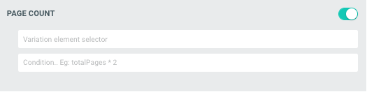 Page Count module settings with the variation element selector and condition fields