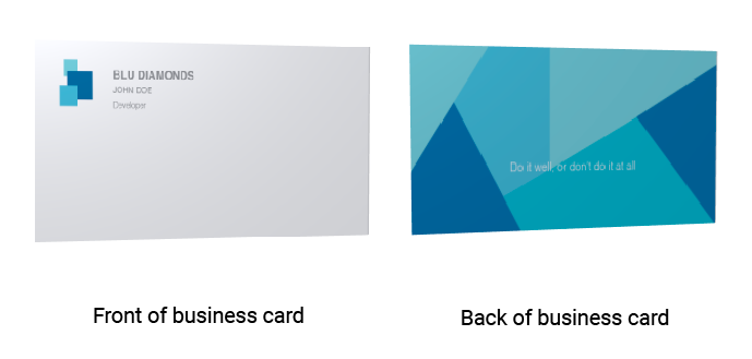 3D preview of the business card model with the texture applied to front and back