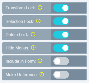 Recommended lock configuration for the design elements