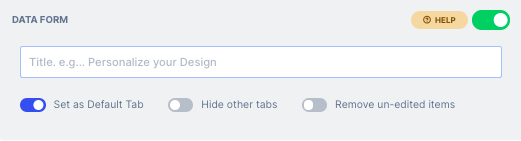 Data Form configuration panel in the Modules tab of a design