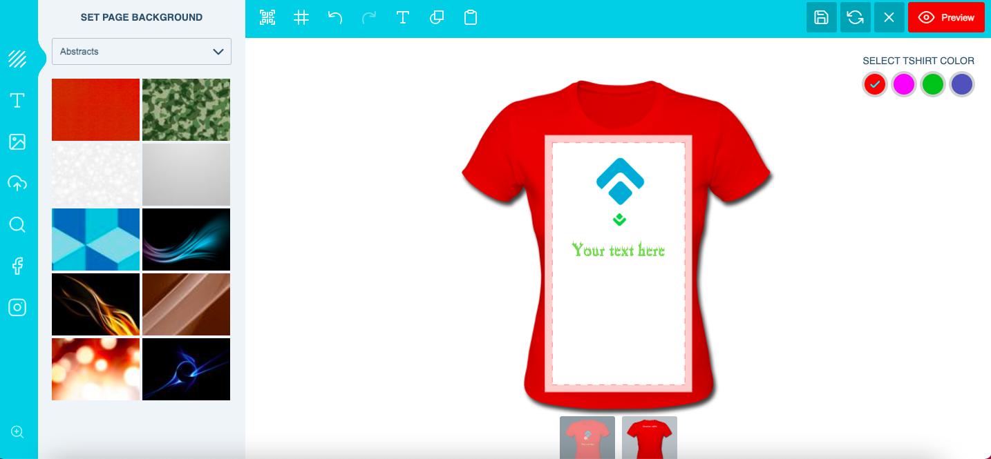 Template Color module shown in the editor toolbar