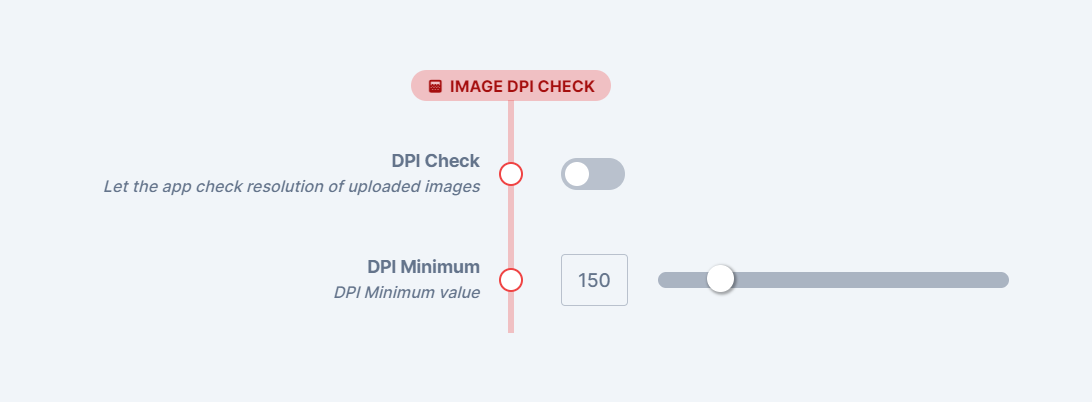Photo DPI check option on the PitchPrint settings page