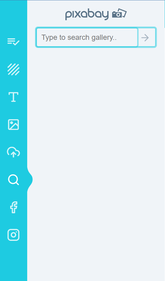 Pixabay Search tab open in the PitchPrint app