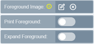 Foreground image options, including whether the image is printed