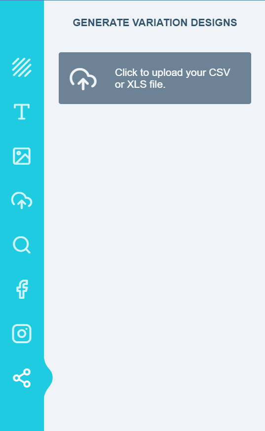 Variable data tab in the design app with the button used to upload a CSV or Excel file
