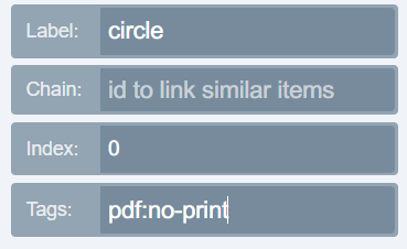 Tag section of the item panel with the pdf: no-print tag added