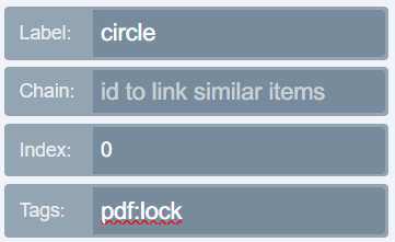Tag section of the item panel with the pdf: lock tag added