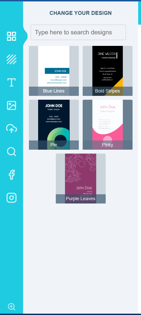 Extra designs tab in the app listing other designs from the same category