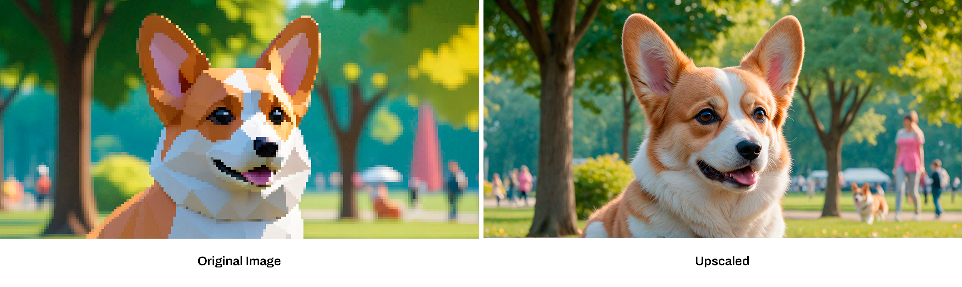 Illustration of an image being upscaled to a higher resolution