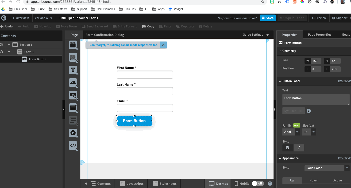 Adding Script to Your Unbounce Form – Chili Hub