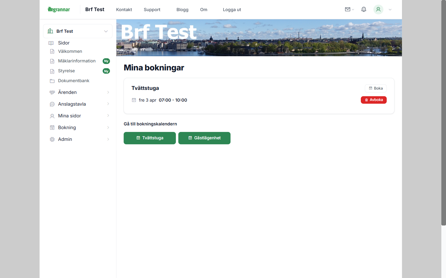 Sidan Mina bokningar