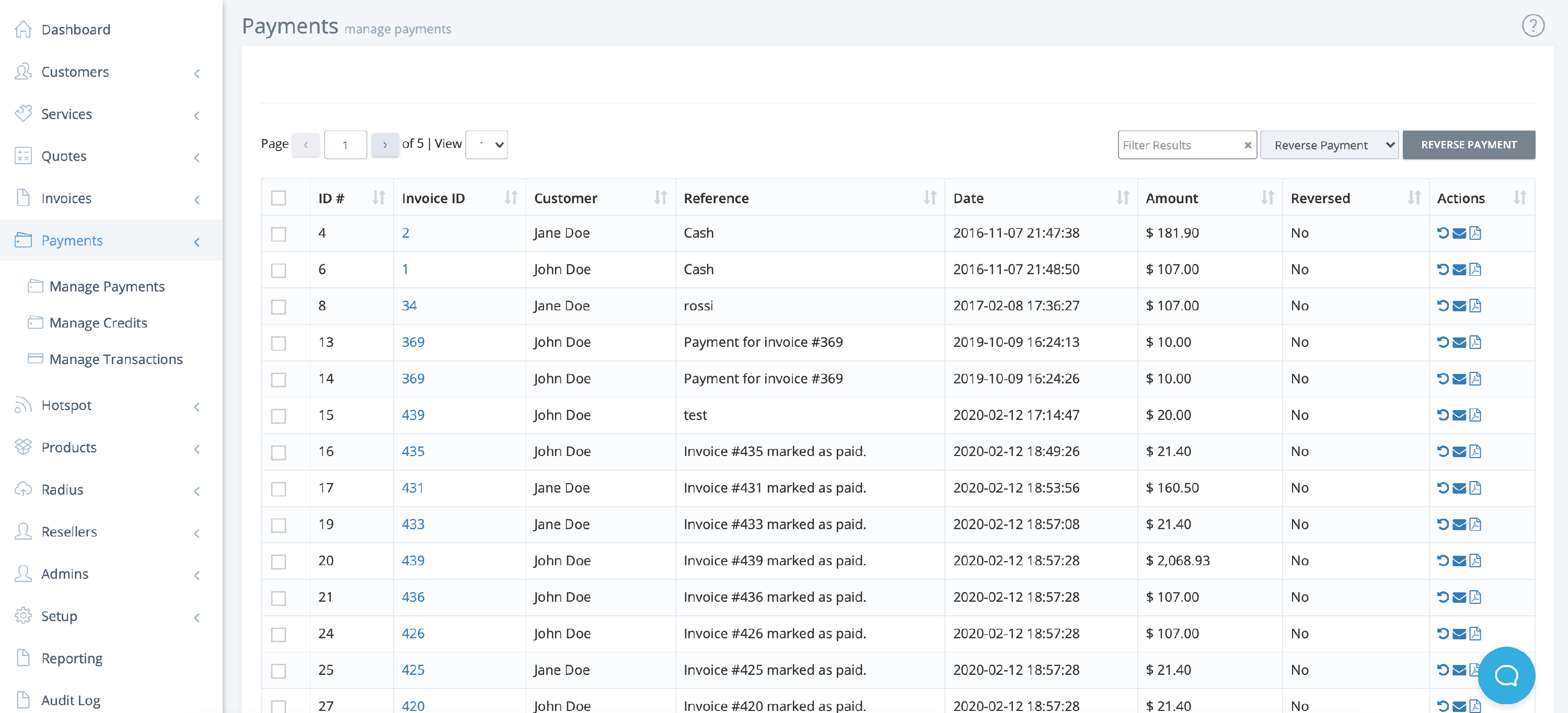 Bulk Payment Actions