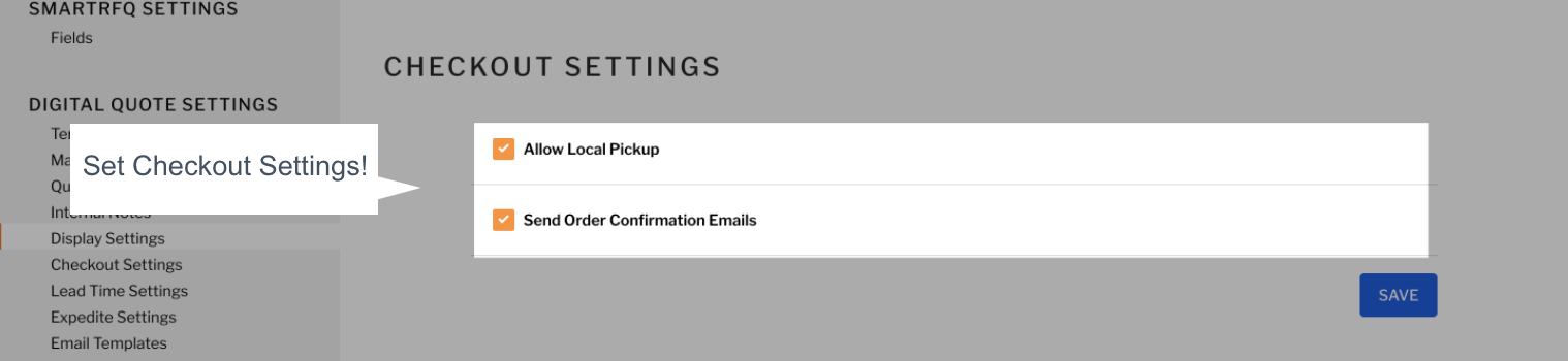 Digital Quote settings