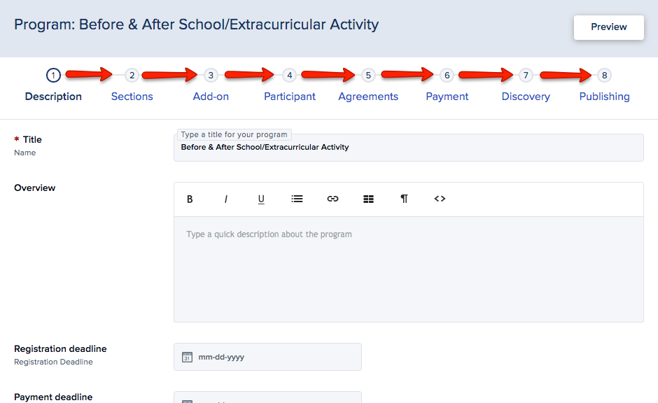Student Registration - Create a Program from a Template