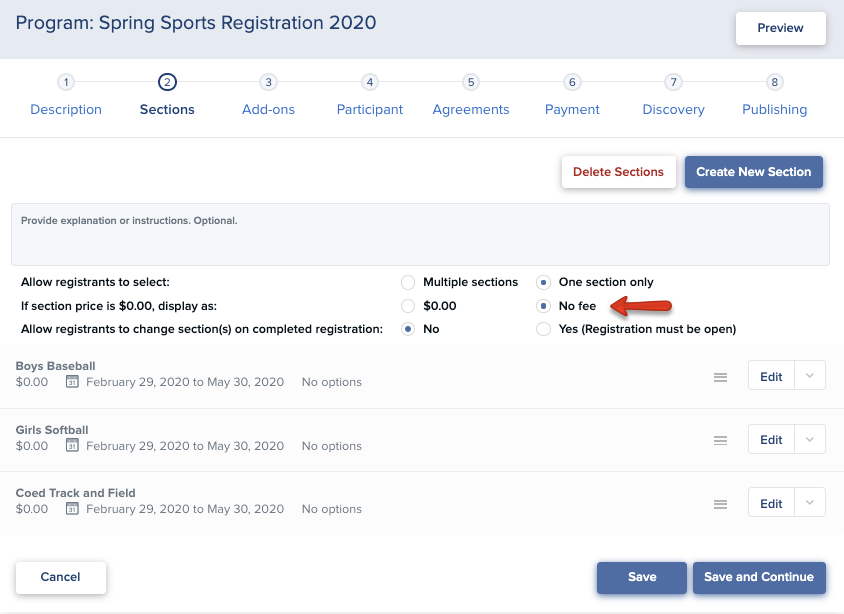 Create a Program - Student Registration