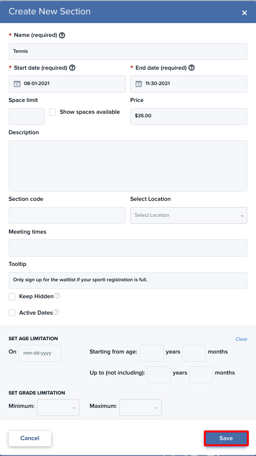 Create a Program - Student Registration