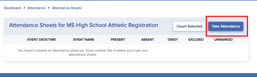 Student Registration - Using the Attendance Feature
