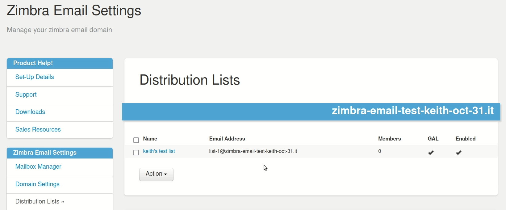 How to create a Zimbra distribution list From the Control Panel