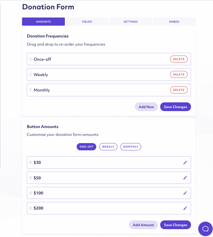 Adding a new donation form amount