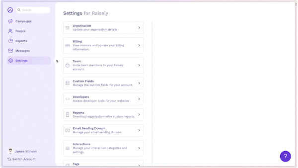 Screen Recording demonstrating upgrade to Raisely Pro
