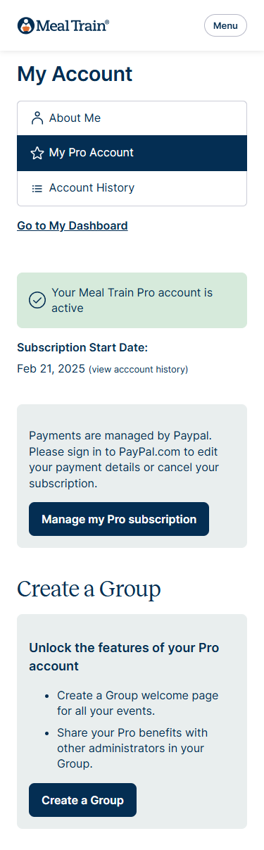 Example My Pro Account