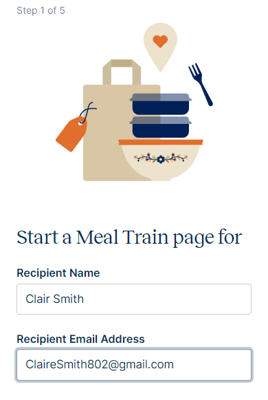 Step 1: Meal Train Recipient Info
