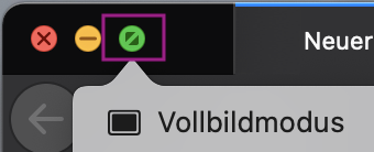 Vollbildmodus aktivieren - Apple MacOS Beispiel