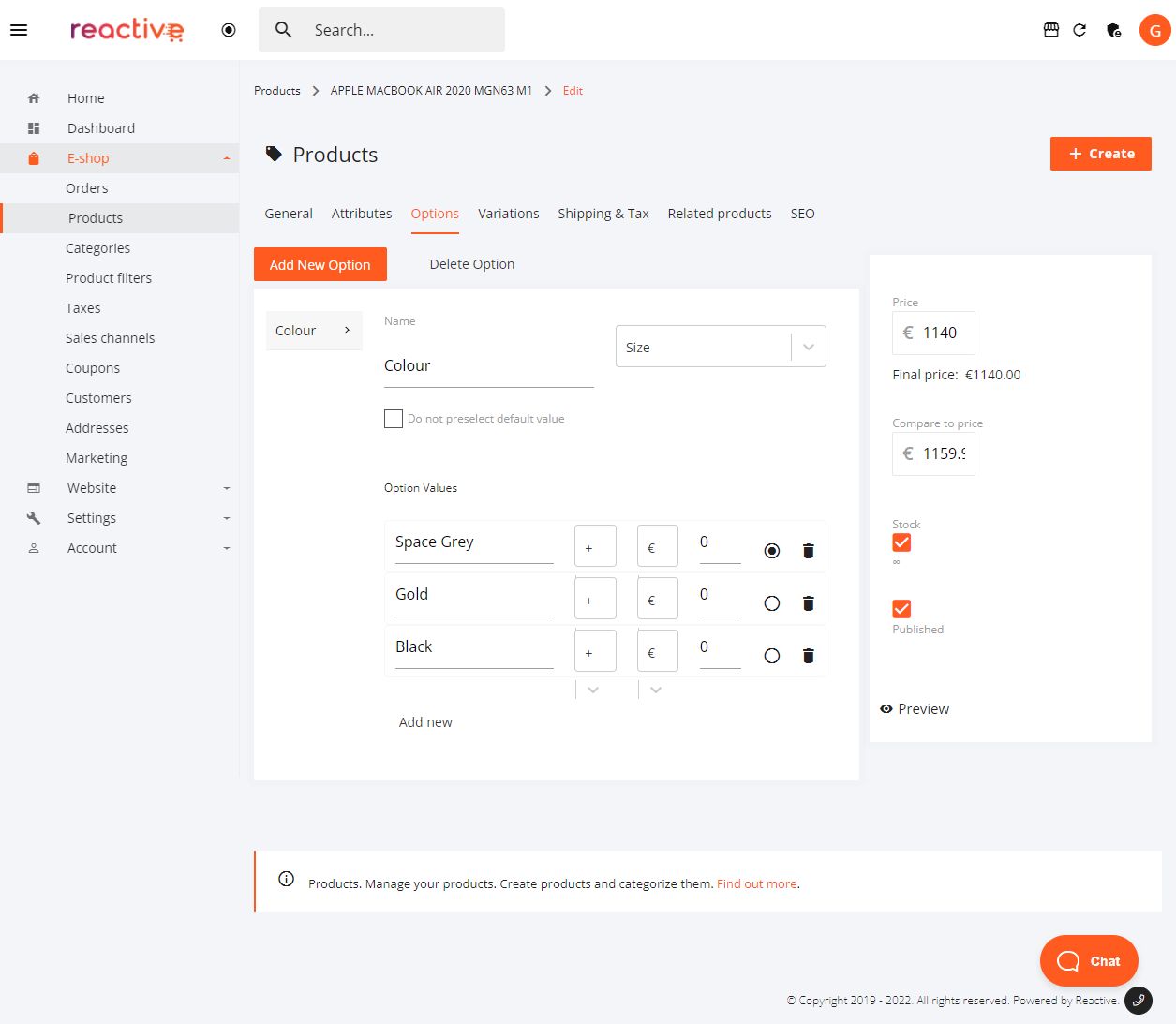 How to create a product