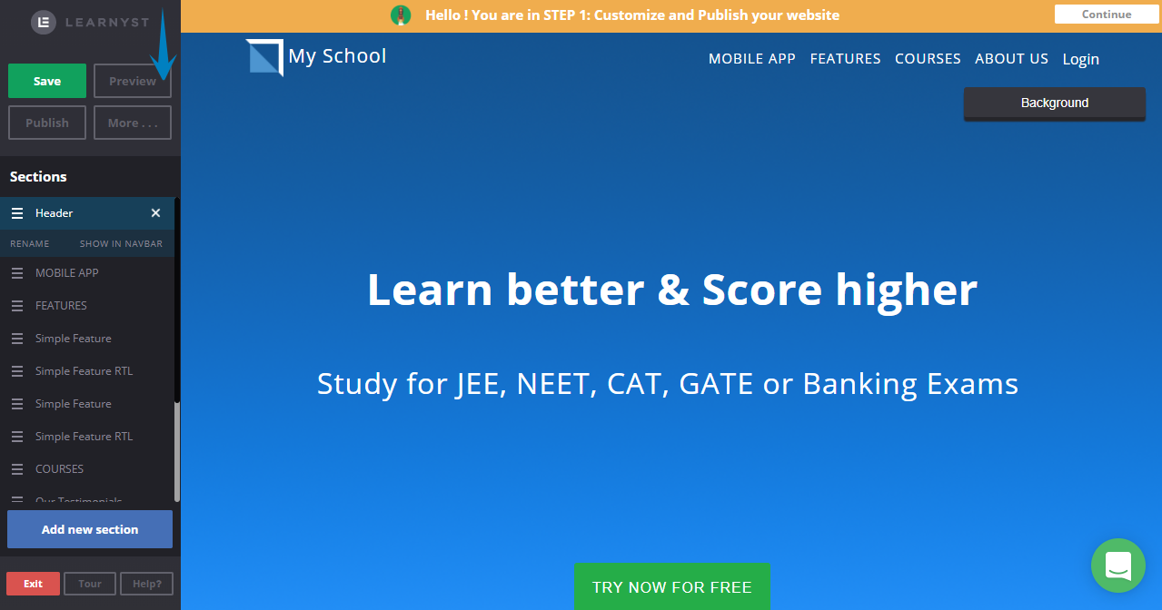 How To Preview Your Website Landing Page As Learner