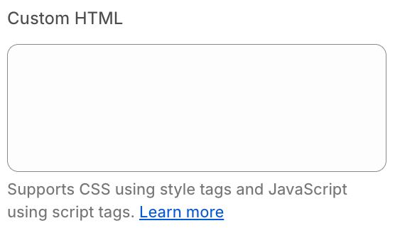 Custom HTML empty box on the Instafeed app extension.