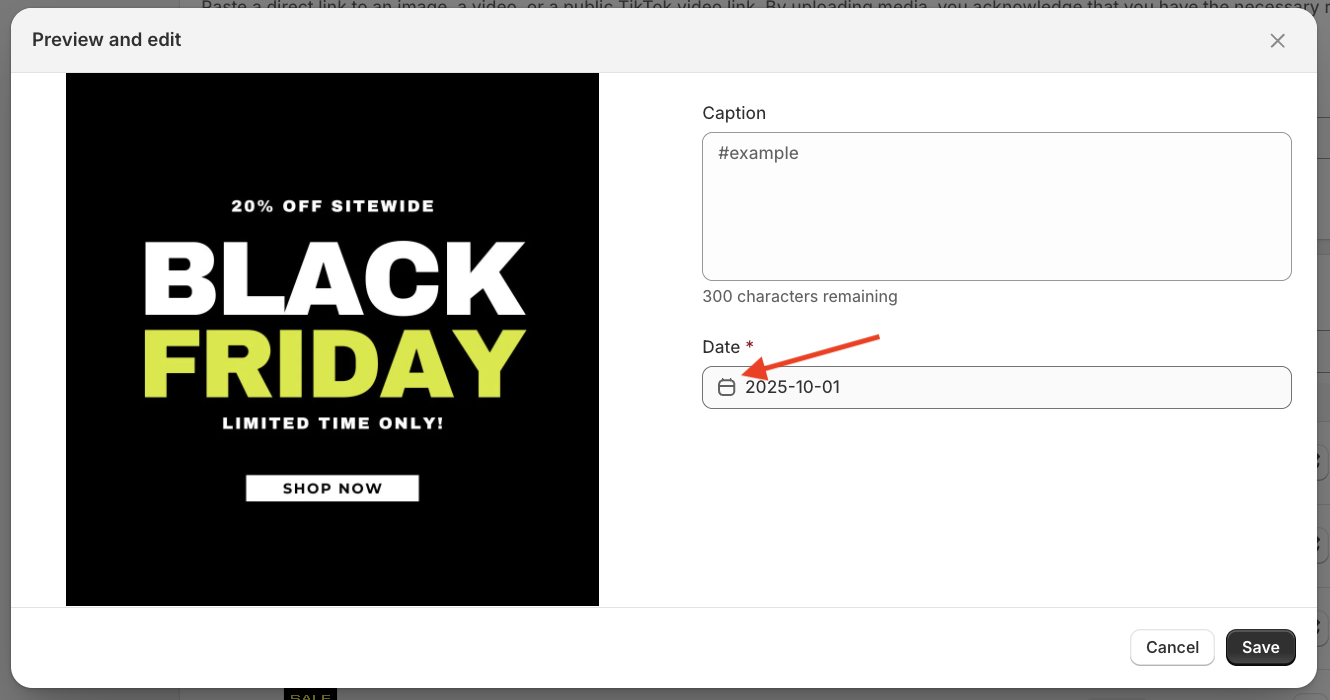 Preview and edit section showing how to change the date.