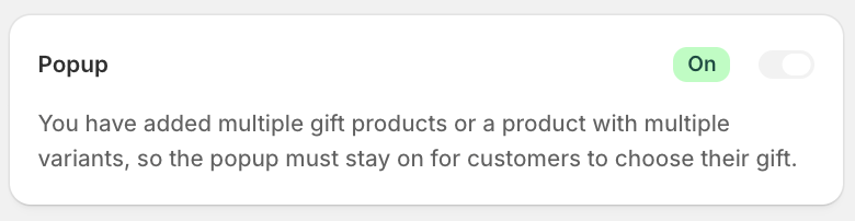 Popup of the Mintt - Free Gift app enabled by default.