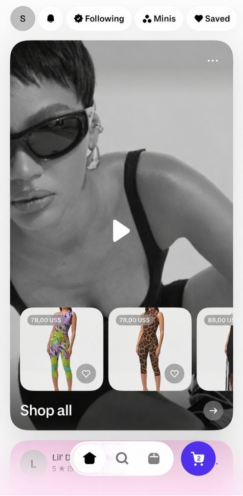 Shoppable video in the Shop app home feed.