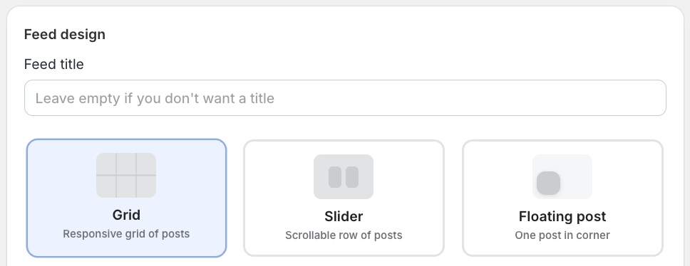 Feed design options in Mintt Instafeed.