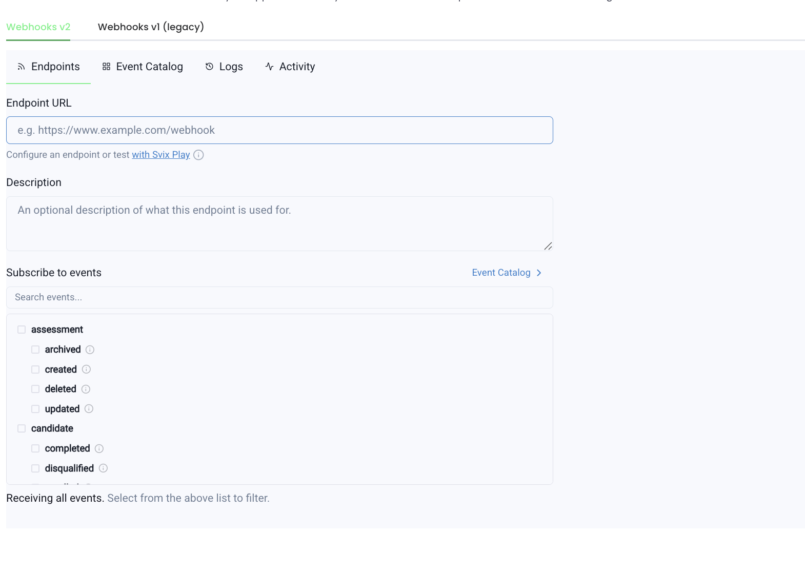 Add Endpoint form