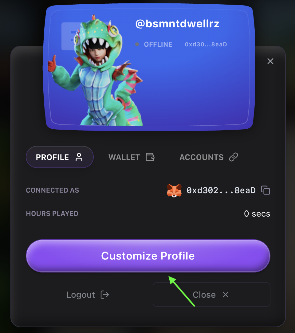 Customize Profile button in profile menu