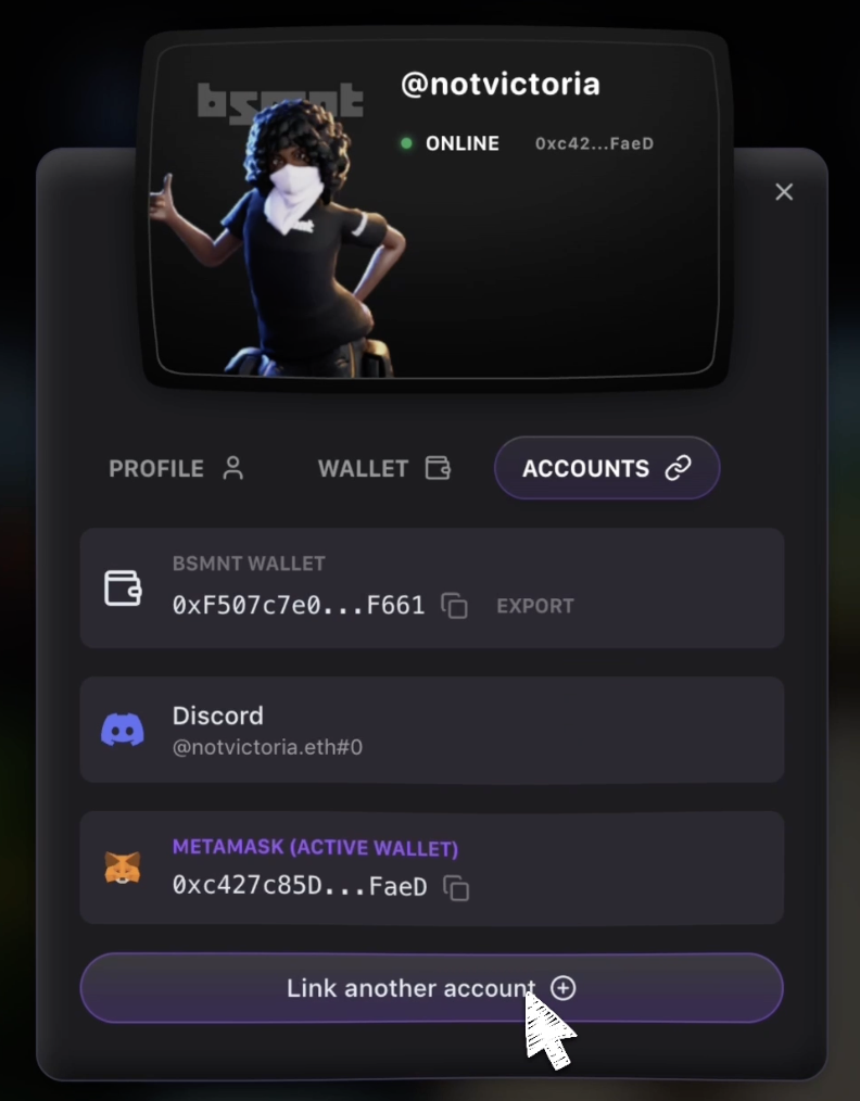 Link another account button