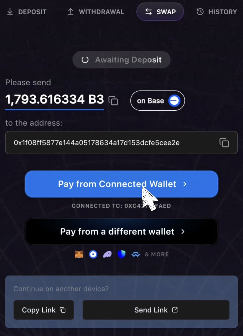 Payment method selection dialog